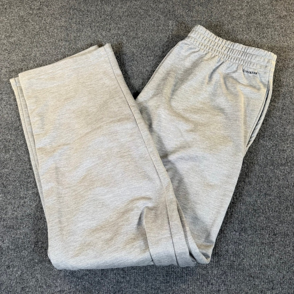 Adidas Climawarm Sweatpants Mens Medium Gray Heather Fleece Straight Leg #4040